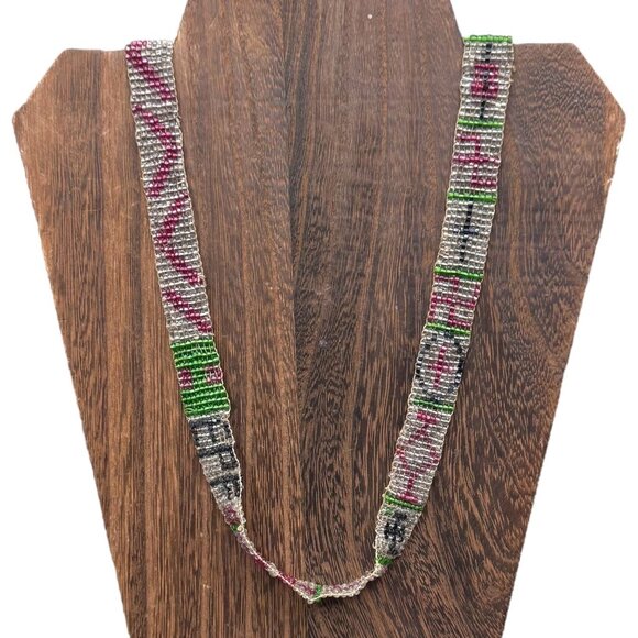 Vintage Native American Trade Seed Bead Handcrafted Antique Beaded Necklace READ - Picture 1 of 8